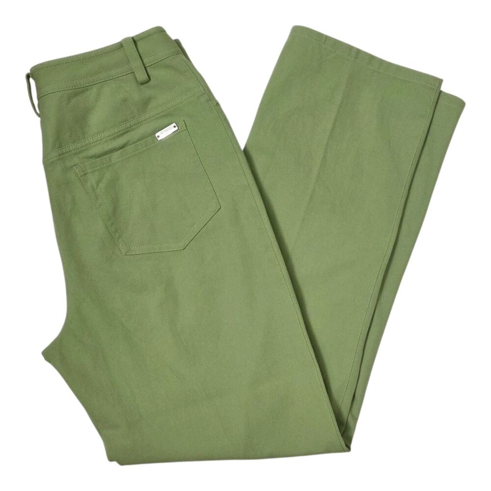 St John Sport Pants Womens Size 8 Green Cotton Stretch Straight Leg Casual - Picture 3 of 8